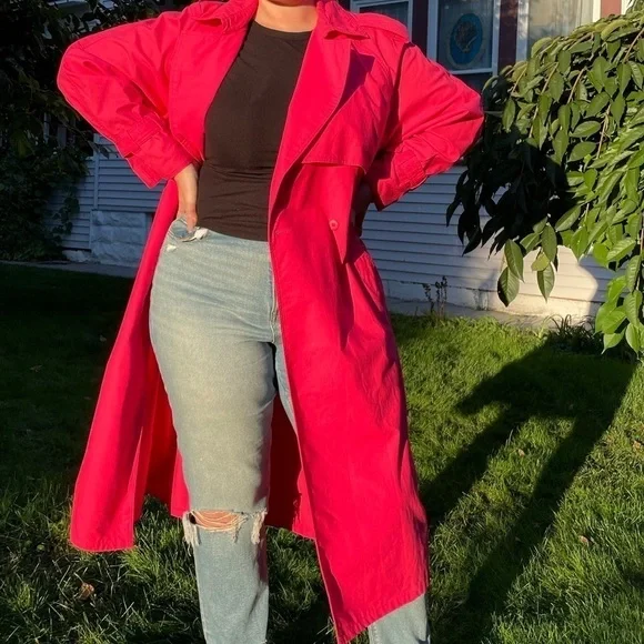 TOGETHER XL PINK TRENCH COAT LONG